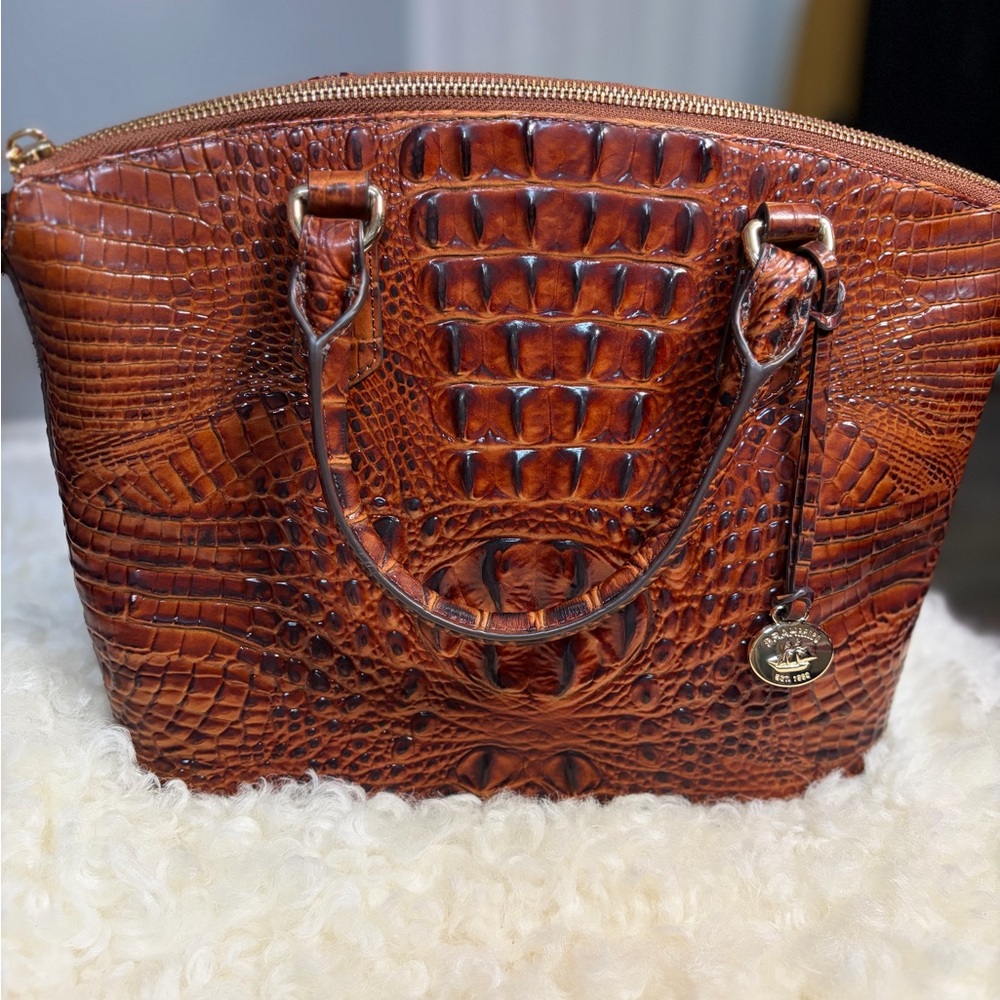 Brahmin Crocodile Embossed Brown Handbag